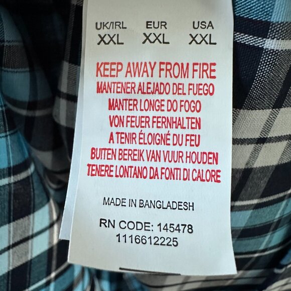 Primark Blue, White & Black Check XXL Men's Short-Sleeve Shirt - Picture 6 of 11